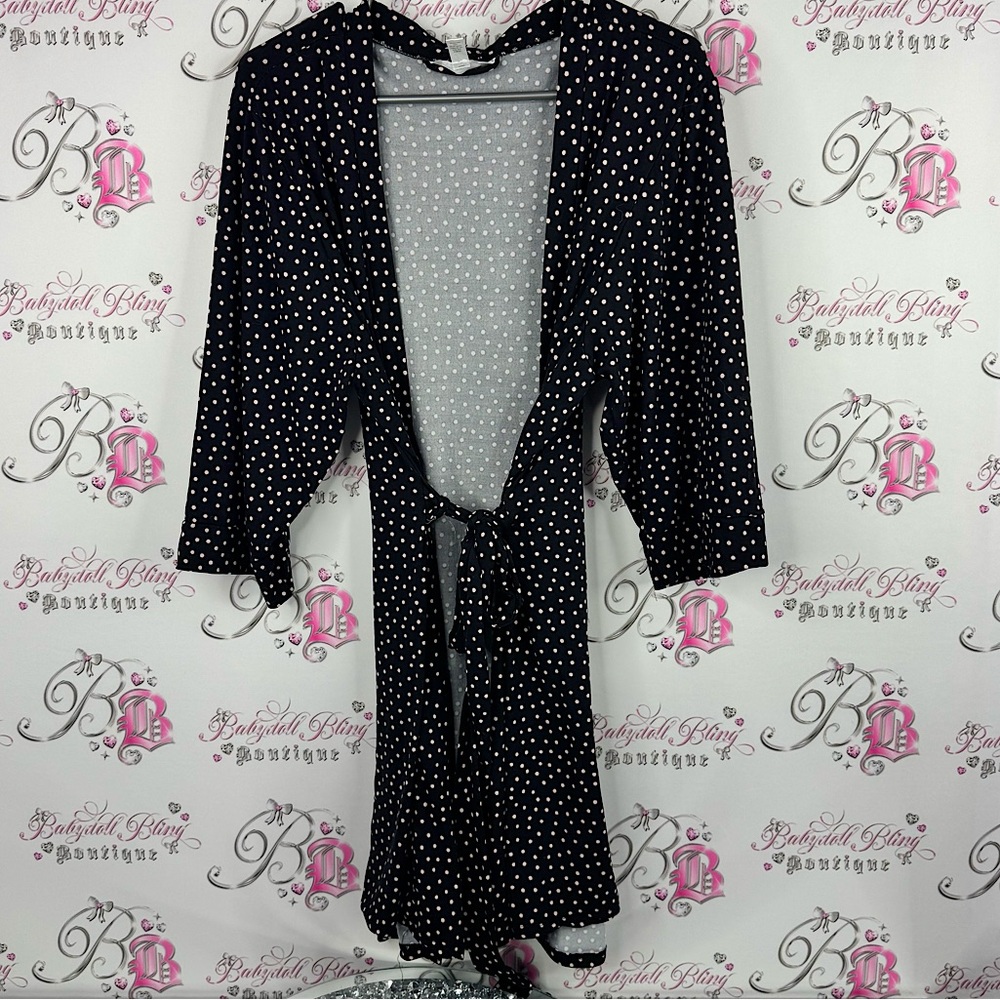 Marilyn Monroe robe Black White Polka Dot Long Sleeve robe / loungewear comfy